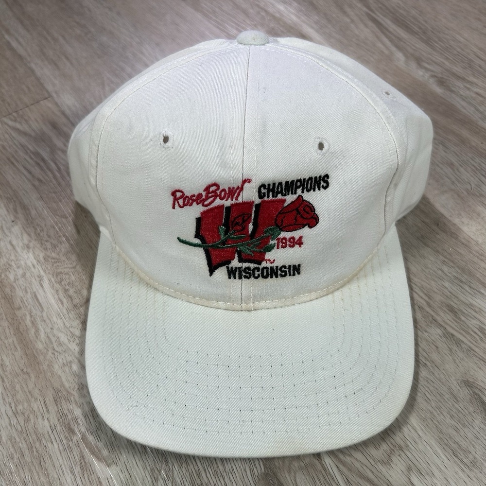 VTG Starter 1994 Wisconsin Badgers Snapback Hat Rose Bowl White Cap